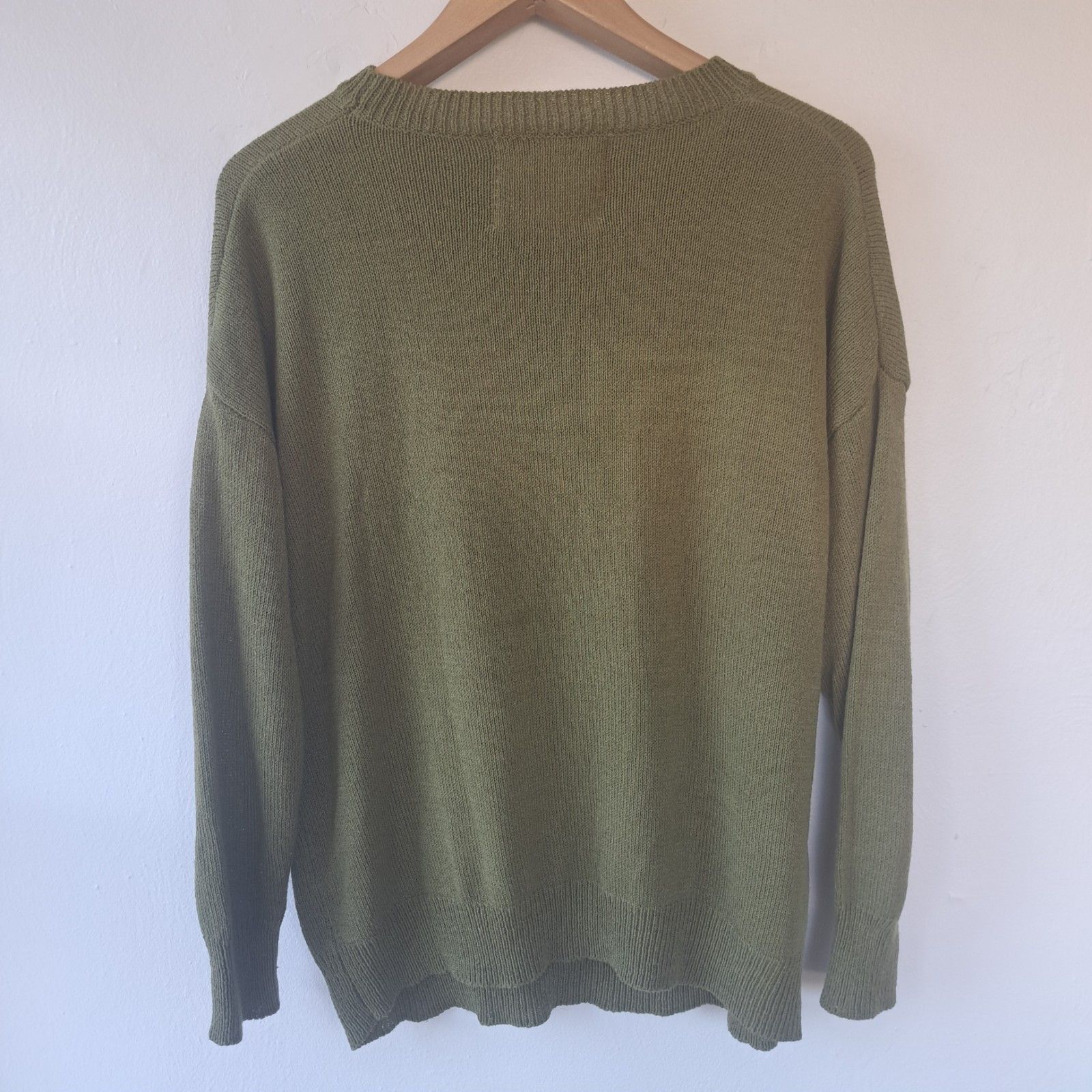 Erin Made Petal Pullover Sweater Women One Size Large Green Flower Floral Knit — image 3 of 8